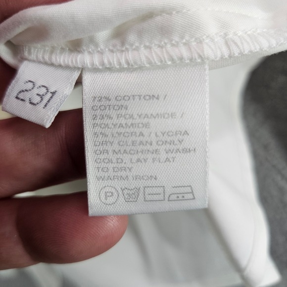 Lafayette 148 New York Womens White Cotton Stretch Hidden Button Blouse Size 12 - Picture 6 of 10